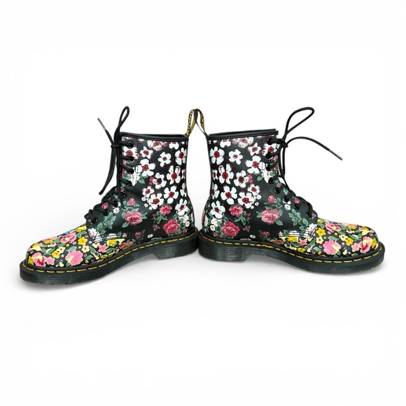 Dr. Martens Black Floral 1460 Pascal Floral Mashup Combat Boots Size 8 - Picture 4 of 7